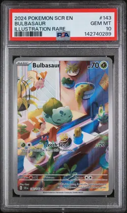 2024 POKEMON SCR EN-STELLAR CROWN ILLUSTRATION RARE #143 BULBASAUR PSA 10 - Image 1