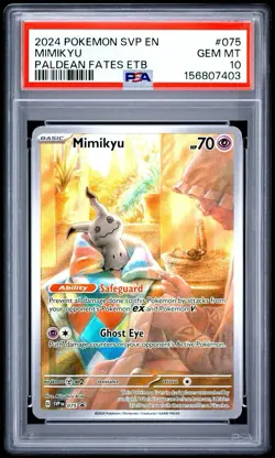 2024 Pokemon Paldean Fates - Mimikyu Black Star Promo No. 75 PSA 10 - Image 1