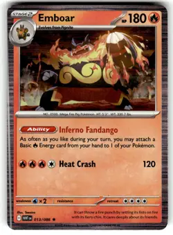 Emboar 013/086 Holo Rare White Flare Pokemon Near Mint - Image 1