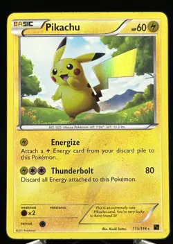 Pokemon – Pikachu – #115 – Black and White – Secret Rare Holo - Image 1