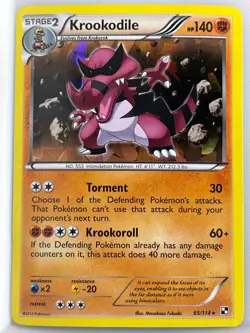 POKEMON BLACK AND WHITE EXPANSION CRACKED ICE HOLO CARD 65/114 KROOKODILE ex - Image 1