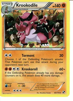 POKEMON BLACK AND WHITE EXPANSION CRACKED ICE HOLO CARD 65/114 KROOKODILE ex - Image 2