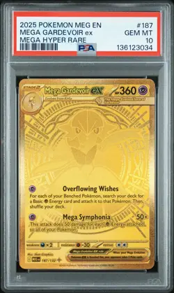 PSA 10 MEGA GARDEVOIR ex 187/132 | Mega Evolution Hyper Rare Gold Pokemon Card - Image 1