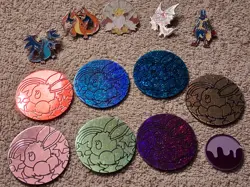 Lot of (5) Nintendo Pokemon Collector Pins & (8) TCG Flip Coins - Image 3