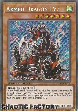 YUGIOH SGX1-ENC08 Armed Dragon LV7 Secret Rare 1st Edition NM - Image 1