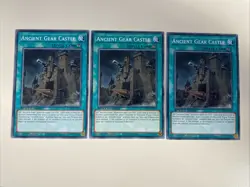 Yugioh - Ancient Gear Castle x 3 - 1st Edition NM - Plus Free Holographic Card B - Image 1