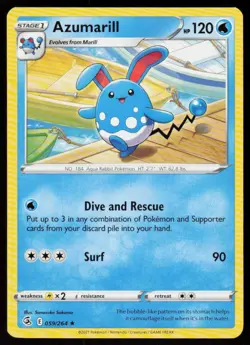 Azumarill 059/264 Rare Fusion Strike Pokemon Near Mint - Image 1