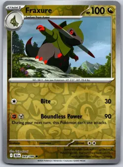 Fraxure 069/086 Common Black Bolt Pokemon Reverse Holo Near Mint - Image 1