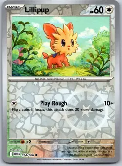 Lillipup 074/086 Common White Flare Pokemon Reverse Holo Near Mint - Image 1