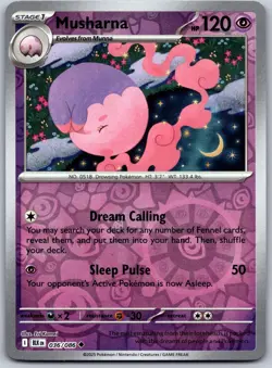 Musharna 036/086 Uncommon Black Bolt Pokemon Reverse Holo Near Mint - Image 1
