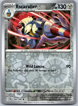 Escavalier 060/086 Uncommon Black Bolt Pokemon Reverse Holo Near Mint - Image 1