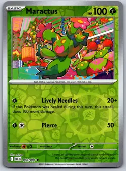 Maractus 008/086 Common Black Bolt Pokemon Reverse Holo Near Mint - Image 1