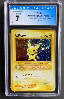PICHU CGC 7 NM 1999 JAPANESE POKEMON 172 Near Mint HOLO - Image 1