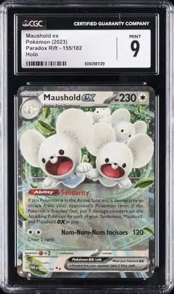 2023 POKEMON PARADOX RIFT HOLO #155/182 MAUSHOLD EX CGC 9 - Image 1