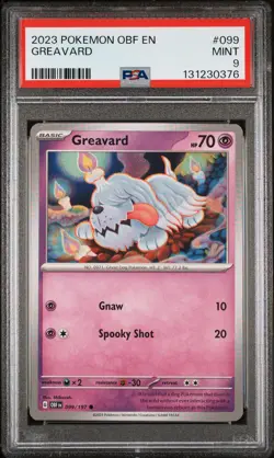 2023 POKEMON OBF EN-OBSIDIAN FLAMES #099 GREAVARD PSA 9 - Image 1