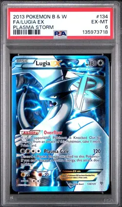 Lugia EX 134/145 2013 Pokemon Black & White Plasma Storm 134 Full Art PSA 6 - Image 1