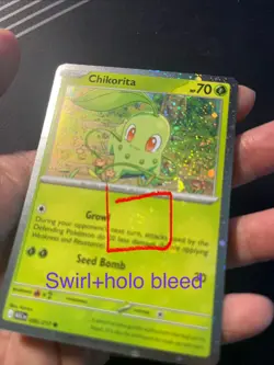 Chikorita 008/217 Cosmos Holo Pokemon Ascended Heroes Error Holo Bleed + Swirls! - Image 1