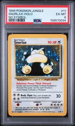 POKEMON JUNGLE 11 SNORLAX HOLO NO SYMBOL 1999 - PSA 6 - Image 1