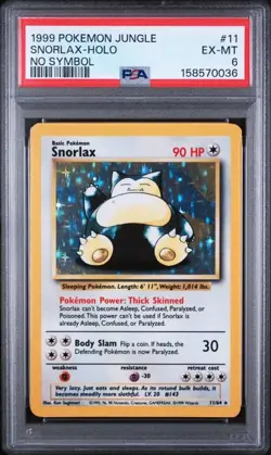 POKEMON JUNGLE 11 SNORLAX HOLO NO SYMBOL 1999 - PSA 6 - Image 1