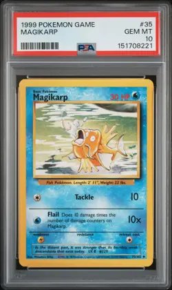 1999 POKEMON BASE SET UNLIMITED #35 MAGIKARP PSA 10 - Image 1