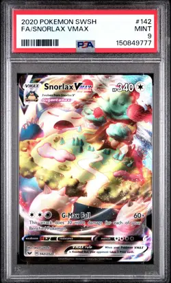 2020 POKEMON SWSH #142 FULL ART SNORLAX VMAX PSA 9 - Image 1