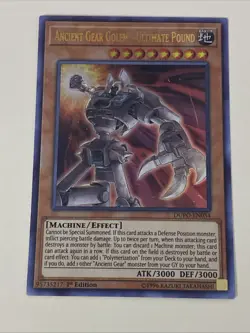 Yugioh Ancient Gear Golem Ultimate Pound x 3 - 1st Ultra Rare NM - Free Holo B - Image 2