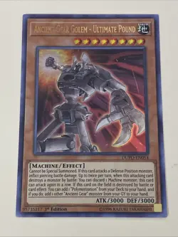 Yugioh Ancient Gear Golem Ultimate Pound x 3 - 1st Ultra Rare NM - Free Holo B - Image 3