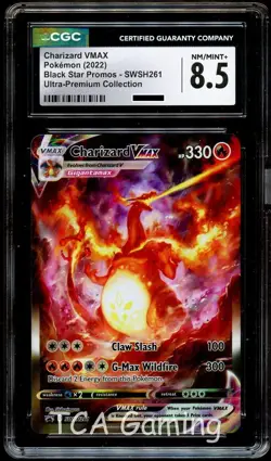 CGC 8.5 NM-MINT+ Charizard VMAX SWSH261 FULL ART HOLO 261 PROMO Pokemon Card - Image 1