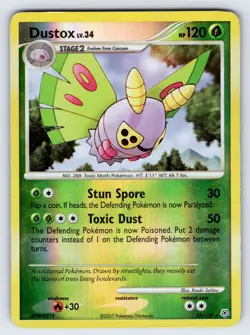 Dustox 25/130 2007 Diamond & Pearl Base Pokemon Card TCG Reverse Holo Rare - Hp - Image 1