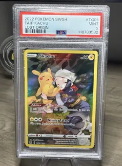 2022 Pikachu #TG05 Pokemon English SWSH Lost Origin Full Art PSA 9 MINT - Image 1