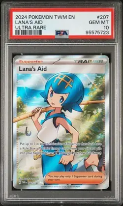 2024 Pokemon TWM EN Lana's Aid PSA 10 GEM FULL ART ULTRA RARE 207/167 - Image 1