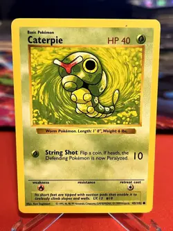 Caterpie 45/102 Common Base Set Shadowless Pokemon Unlimited Moderately Played - Image 1
