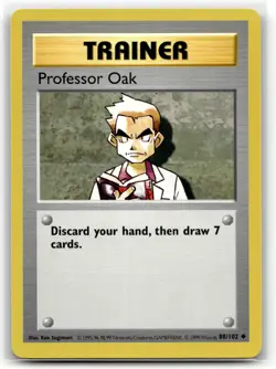 Professor Oak 88/102 Uncommon Base Set Shadowless Pokemon LP - Image 1