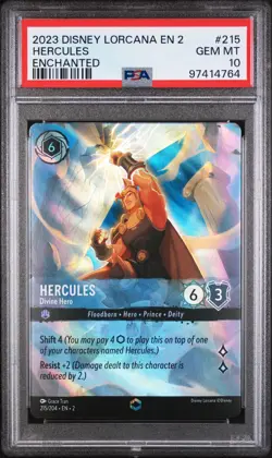 2023 DISNEY LORCANA EN 2-RISE OF THE FLOODBORN HERCULES - DIVINE HERO PSA 10 - Image 1