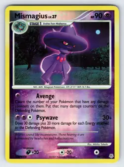 Mismagius 10/130 2007 Diamond & Pearl Base Pokemon Card Reverse Holo Rare Lp/Mp - Image 1