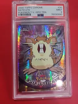 2000 TOPPS CHROME POKEMON T.V. SPECTRA #20 RATICATE PSA 9 LOW POP OF 29 - Image 1