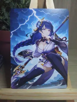 Raiden Shogun Genshin Impact Waifu Goddess Story Fan Art Anime Card Carte - Image 1