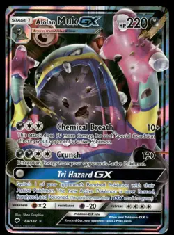 Pokemon Cards Alolan Muk GX 84/147 Burning Shadows Holo GX Rare LP *1 - Image 1