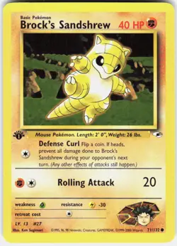 Brock's Sandshrew 71/132 Common Gym Heroes Pokemon 1st Edition LP - Image 1