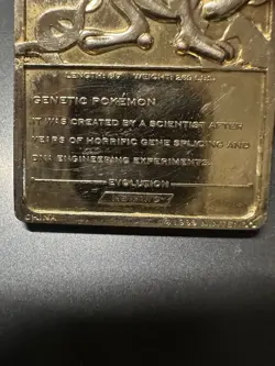 1999 MEWTWO #150 Gold Bar Card Limited Edition Burger King Gold Plated Pokemon - Image 5