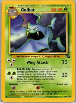 Golbat 34/62 Uncommon Fossil Pokemon Unlimited Near Mint - Image 1