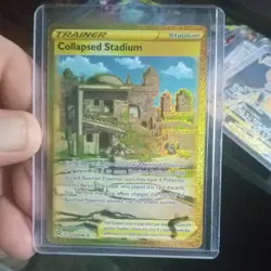 Collapsed Stadium 215/196 Gold Secret Rare Trainer Pokemon Lost Origins NM - Image 1