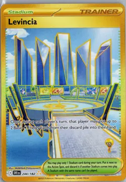 Levincia 244/182 Gold Rare Trainer Paradox Rift Pokemon Card - NM - Image 1