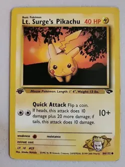 Lt. Surge's Pikachu 84/132 Gym Challenge 1st Edition LP Lightly Played Pokemon - Image 1