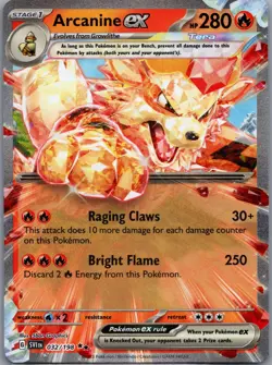 Arcanine ex 032/198 Double Rare Scarlet & Violet Pokemon Near Mint - Image 1