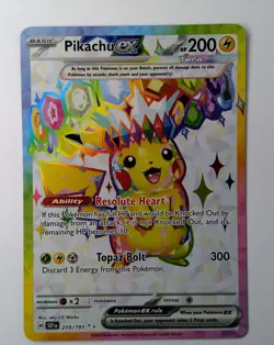 Pikachu ex 219/191 Ultra Rare Surging Sparks Pokemon NM PACK FRESH - Image 1