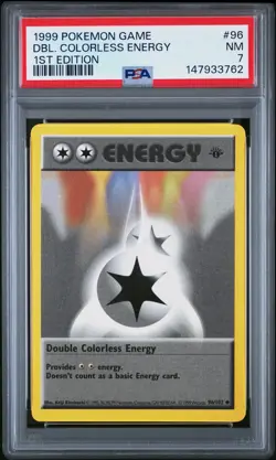 1999 POKEMON BASE SET 1ST EDITION #96 DOUBLE COLORLESS ENERGY PSA 7 - Image 1