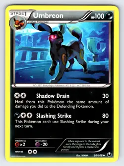 Umbreon 60/108 2012 B&W Dark Explorers Pokemon Card Nintendo Non Holo - Lp - Image 1