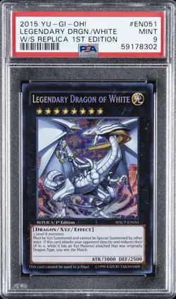 2015 YU-GI-OH! WORLD SUPERSTARS #EN051 LEGENDARY DRAGON OF WHITE PSA 9 - Image 1