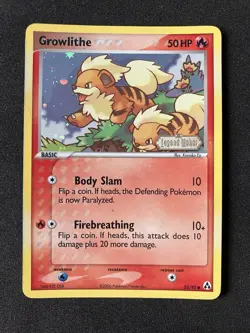 Pokemon TCG Growlithe Reverse Holo EX Legend Maker Card 55/92 - Image 1